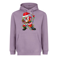 Lavender Dabbing Santa Christmas Tree Lights Heavyweight Hoodie - tuanDangUi