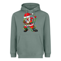 Sage Dabbing Santa Christmas Tree Lights Heavyweight Hoodie - tuanDangUi