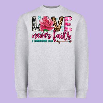 Love Never Fails Heavyweight Sweatshirt Designed By Oliviacreatesart