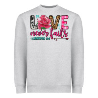 Heather Grey love never fails Heavyweight Sweatshirt - OliviaCreatesArt