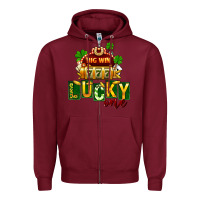 Burgundy St Patricks Lucky One Zipper Hoodie - FaDigitalArtStudio