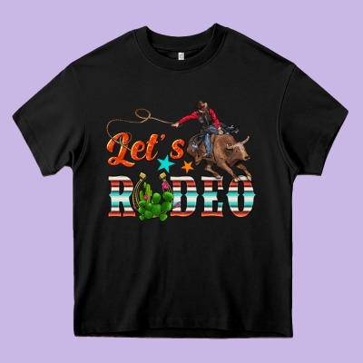 Lets Rodeo Heavy Core Tee Designed By Nancycooperartshop