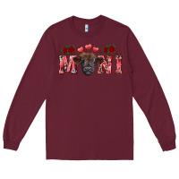 Burgundy Valentine's day mini black highland calf Long Sleeve Tee - RanaPortraitStore