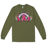 Army Green Cancer ribbon rainbow Cancer Awareness Long Sleeve Tee - HowdyJamesFarm