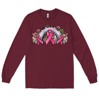 Burgundy Cancer ribbon rainbow Cancer Awareness Long Sleeve Tee - HowdyJamesFarm