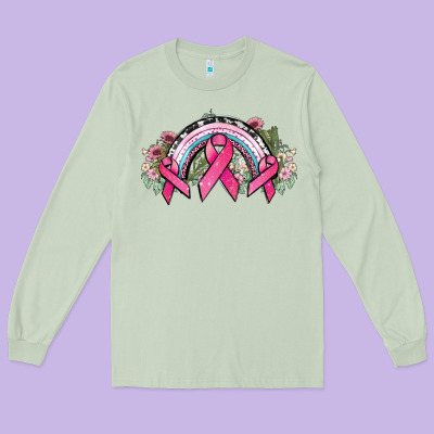 Cancer Ribbon Rainbow Cancer Awareness Long Sleeve Tee Designed By Howdyjamesfarm