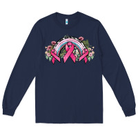 Navy Cancer ribbon rainbow Cancer Awareness Long Sleeve Tee - HowdyJamesFarm