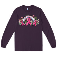 Plum Cancer ribbon rainbow Cancer Awareness Long Sleeve Tee - HowdyJamesFarm