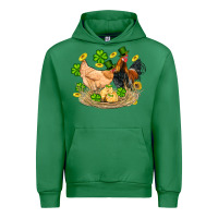 Emerald st patricks day farm chicken rooster chick  shamrock gold Urban Hoodie - Artiststas