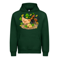 Forest Green st patricks day farm chicken rooster chick  shamrock gold Urban Hoodie - Artiststas