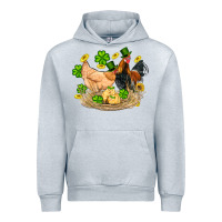 Heather Grey st patricks day farm chicken rooster chick  shamrock gold Urban Hoodie - Artiststas