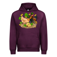 Mauve Wine st patricks day farm chicken rooster chick  shamrock gold Urban Hoodie - Artiststas