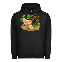 Pigment Black st patricks day farm chicken rooster chick  shamrock gold Urban Hoodie - Artiststas