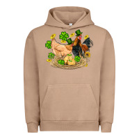 St Patricks Day Farm Chicken Rooster Chick  Shamrock Gold Urban Hoodie | Teevron