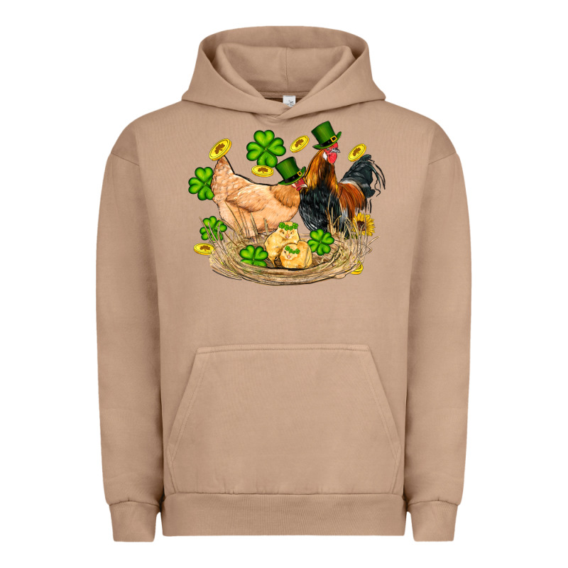 St Patricks Day Farm Chicken Rooster Chick  Shamrock Gold Urban Hoodie by Artiststas | Teevron
