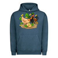 Pigment Midnight Navy st patricks day farm chicken rooster chick  shamrock gold Urban Hoodie - Artiststas
