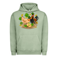 Pigment Oil Green st patricks day farm chicken rooster chick  shamrock gold Urban Hoodie - Artiststas