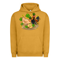 Pigment Peanut Butter st patricks day farm chicken rooster chick  shamrock gold Urban Hoodie - Artiststas