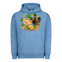 Pigment Pebble Blue st patricks day farm chicken rooster chick  shamrock gold Urban Hoodie - Artiststas