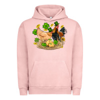 Pigment Salmon st patricks day farm chicken rooster chick  shamrock gold Urban Hoodie - Artiststas