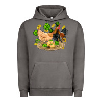 Pigment Tornado st patricks day farm chicken rooster chick  shamrock gold Urban Hoodie - Artiststas