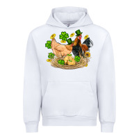 White st patricks day farm chicken rooster chick  shamrock gold Urban Hoodie - Artiststas