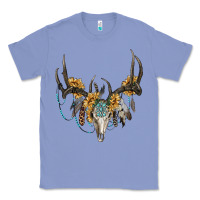 Colony Blue boho deer skull sunflowers and gemstone Classic Tee - RanaPortraitStore