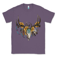 Lavender boho deer skull sunflowers and gemstone Classic Tee - RanaPortraitStore