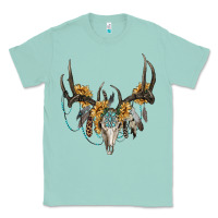 Seafoam boho deer skull sunflowers and gemstone Classic Tee - RanaPortraitStore