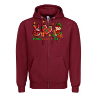 Burgundy Peace Love Elf Christmas Zipper Hoodie - BundleAndBundleShop