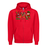 Red Peace Love Elf Christmas Zipper Hoodie - BundleAndBundleShop