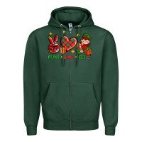Sports Green Peace Love Elf Christmas Zipper Hoodie - BundleAndBundleShop