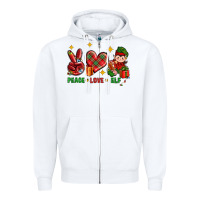 White Peace Love Elf Christmas Zipper Hoodie - BundleAndBundleShop