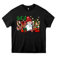 Black let it snow with snowman Heavy Core Tee - NancyCooperArtShop