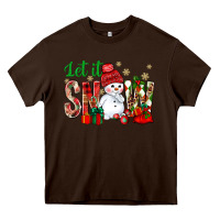 Chocolate Brown let it snow with snowman Heavy Core Tee - NancyCooperArtShop
