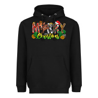 Black Merry Christmas Heavyweight Hoodie - CowhideDigitalArt