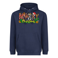 Navy Merry Christmas Heavyweight Hoodie - CowhideDigitalArt