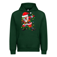 Forest Green Dabbing Santa Christmas Tree Lights Urban Hoodie - tuanDangUi