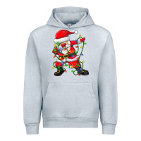 Heather Grey Dabbing Santa Christmas Tree Lights Urban Hoodie - tuanDangUi