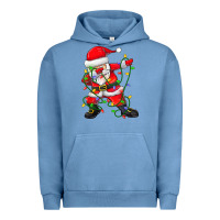 Pigment Pebble Blue Dabbing Santa Christmas Tree Lights Urban Hoodie - tuanDangUi