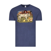 Vintage Denim charolaris bull and chicken in barnyard Vintage Tee - RanaPortraitStore