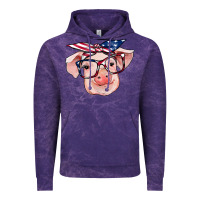 Cloud Purple american flag with pig Vintage Hoodie - RanaPortraitStore