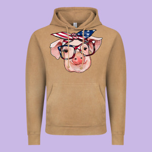 American Flag With Pig Vintage Hoodie Designed By Ranaportraitstore