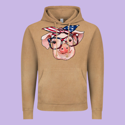 American Flag With Pig Vintage Hoodie Designed By Ranaportraitstore