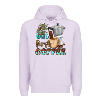 Lilac coffee cups but first coffee bbs Premium Hoodie - BundleAndBundleShop
