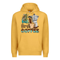 Mustard coffee cups but first coffee bbs Premium Hoodie - BundleAndBundleShop