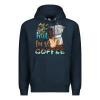 Navy coffee cups but first coffee bbs Premium Hoodie - BundleAndBundleShop