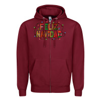 Burgundy Feliz Navidad Zipper Hoodie - BundleAndBundleShop