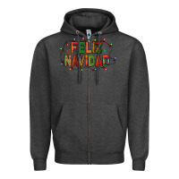Charcoal Heather Feliz Navidad Zipper Hoodie - BundleAndBundleShop