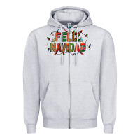 Heather Grey Feliz Navidad Zipper Hoodie - BundleAndBundleShop